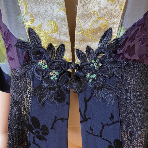 Spencer Alexis, Deep V Neckline Mixed Fabric lightweight Jacket Sz M - Picture 2 of 10